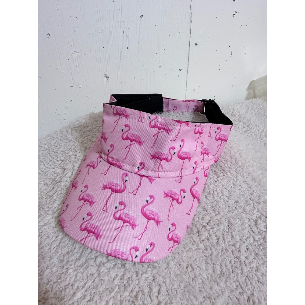 Pink Flamingo Print Sun Visor Adjustable Strap Summer Beach Golf Hat